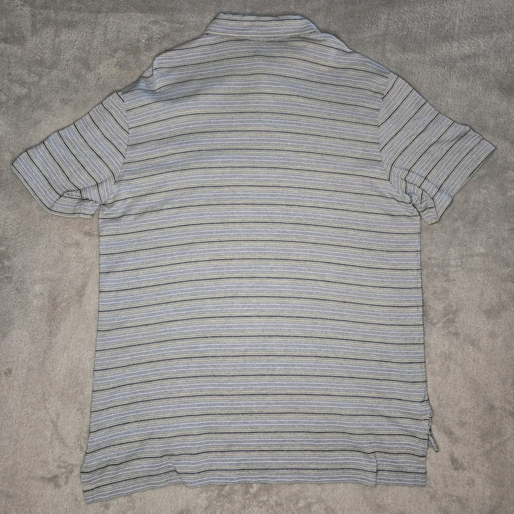 Polo Ralph Lauren Polo Shirt Mens L Blue Striped Pima Cotton Pocket